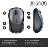 Logitech M235 mouse Ambidestro RF Wireless Ottico 1000 DPI Nero/grigio, Ambidestro, Ottico, RF Wireless, 1000 DPI, Grigio