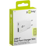 goobay Caricatore rapido duale USB-C PD GaN Slim 30 W, Caricabatterie bianco