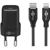 goobay Set di ricarica Apple Lightning / USB-C PD 30 watt, Caricabatterie Nero