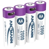 Ansmann Batteria Li-Ion Mignon AA tipo 2.000 (min. 1.800 mAh), confezione da 4 bianco/Viola