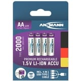 Ansmann Batteria Li-Ion Mignon AA tipo 2.000 (min. 1.800 mAh), confezione da 4 bianco/Viola