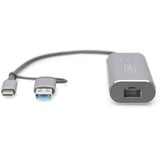 Digitus Adattatore Gigabit Ethernet USB Type-C™ 2.5G, USB-C™ + USB A (USB3.1/3.0) grigio, USB-C™ + USB A (USB3.1/3.0), USB-C USB 3.1, RJ-45, Grigio