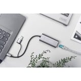 Digitus Adattatore Gigabit Ethernet USB Type-C™ 2.5G, USB-C™ + USB A (USB3.1/3.0) grigio, USB-C™ + USB A (USB3.1/3.0), USB-C USB 3.1, RJ-45, Grigio