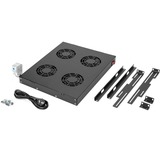 Digitus Unità di ventilazione sul soffitto per un'installazione variabile da 483 mm (19"), Modulo fan Nero, Pannello vuoto ventilato, Nero, 4 ventola(e), 552 m³/h, 1,8 m, Aperto