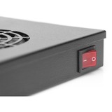 Digitus Unità di ventilazione sul soffitto per un'installazione variabile da 483 mm (19"), Modulo fan Nero, Pannello vuoto ventilato, Nero, 4 ventola(e), 552 m³/h, 1,8 m, Aperto