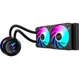GIGABYTE AORUS WATERFORCE X II 240 Raffreddamento a liquido per CPU AIO - 2x ventole ARGB da 120 mm, LCD a colori, DAISY-CHAIN, compatibile con Intel LGA 1851 e AMD AM5, Raffreddamento ad acqua Nero, LCD a colori, DAISY-CHAIN, compatibile con Intel LGA 1851 e AMD AM5, Raffreddatore di liquidi tutto in uno, 12 cm, Nero