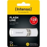 Intenso Flash Line unità flash USB 128 GB USB tipo-C 3.2 Gen 1 (3.1 Gen 1) Bianco bianco, 128 GB, USB tipo-C, 3.2 Gen 1 (3.1 Gen 1), 70 MB/s, Cuffia, Bianco