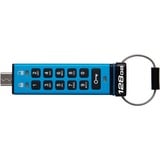 Kingston IronKey Keypad 200C USB-C da 128 GB, FIPS 140-3 livello 3 AES-256, Chiavetta USB FIPS 140-3 livello 3 AES-256, 128 GB, USB tipo-C, 3.2 Gen 1 (3.1 Gen 1), 280 MB/s, Sleeve, Blu