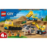 LEGO City Camion da cantiere e gru con palla da demolizione, Giochi di costruzione Set da costruzione, 4 anno/i, Plastica, 235 pz, 1 kg