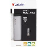 Verbatim 49140 replicatore di porte e docking station per laptop USB 3.2 Gen 1 (3.1 Gen 1) Type-C, Hub USB argento/Nero, USB 3.2 Gen 1 (3.1 Gen 1) Type-C, USB 3.2 Gen 1 (3.1 Gen 1) Type-C, Metallo, USB, 3 A, 5 - 40 °C