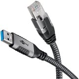 goobay Cavo Ethernet USB-A 3.2 Gen1 connettore > connettore RJ-45, Scheda di rete Nero/Argento