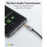 goobay Cavo di collegamento audio Plus AUX 3,5mm stereo Nero/Argento