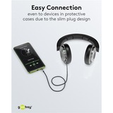 goobay Cavo di collegamento audio Plus AUX 3,5mm stereo Nero/Argento