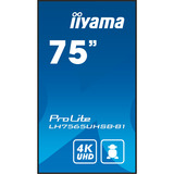 iiyama LH7565UHSB-B1 visualizzatore di messaggi Design chiosco 189,2 cm (74.5") LED Wi-Fi 800 cd/m² 4K Ultra HD Nero Processore integrato Android 11 24/7, Public Display Nero, Design chiosco, 189,2 cm (74.5"), LED, 3840 x 2160 Pixel, Wi-Fi, 24/7