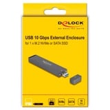 DeLOCK Custodia esterna M.2 NVMe PCle SSD, SATA SSD, Disk enclosure grigio