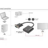 Digitus Convertitore VGA - HDMI Nero, 0,15 m, VGA (D-Sub), 1920 x 1080 Pixel, Nero, Cina, 50 g