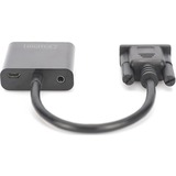 Digitus Convertitore VGA - HDMI, Adattatore Nero, 0,15 m, VGA (D-Sub), 1920 x 1080 Pixel, Nero, Cina, 50 g