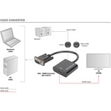 Digitus Convertitore VGA - HDMI, Adattatore Nero, 0,15 m, VGA (D-Sub), 1920 x 1080 Pixel, Nero, Cina, 50 g