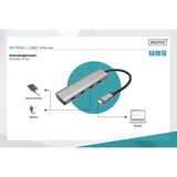 Digitus USB-C 4 porte, Hub USB argento