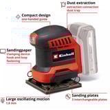 EINHELL Levigatrice orbitale a batteria Power X-Change TE-OS 18/113 3X Li-Solo, 18 Volt rosso/Nero