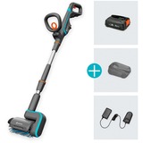 GARDENA Pulitore multiuso a batteria AquaBrush Patio 18V P4A, Detergente per pavimenti duri grigio/Turchese