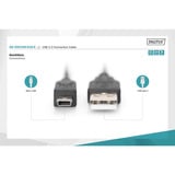 Digitus Cavo USB 2.0, connettore USB-A > connettore mini USB Nero