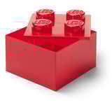 Room Copenhagen LEGO Storage Brick 4 Top Lid Glitter, Scatola di immagazzinaggio rosso/trasparente