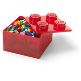 Room Copenhagen LEGO Storage Brick 4 Top Lid Glitter, Scatola di immagazzinaggio rosso/trasparente