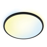 WiZ Plafoniera Smart Super Slim Dimmerabile Luce Bianca da Calda a Fredda Nero, Lampada a soffitto intelligente, Nero, Wi-Fi/Bluetooth, LED, Lampadina/e non sostituibile/i, 2700 K