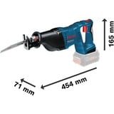Bosch GSA 18V-LI Professional Nero, Blu, Scambiarsi sega blu/Nero, Deep discharge, Surriscaldamento, Sovraccarico, Nero, Blu, 2,8 cm, 25 cm, 2 cm, 88 dB