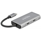 DeLOCK 63260 hub di interfaccia USB 3.2 Gen 2 (3.1 Gen 2) Type-C 10000 Mbit/s Grigio grigio, USB 3.2 Gen 2 (3.1 Gen 2) Type-C, USB 3.2 Gen 2 (3.1 Gen 2) Type-A, USB 3.2 Gen 2 (3.1 Gen 2) Type-C, 10000 Mbit/s, Grigio, Alluminio, 0,12 m