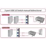 DeLOCK Selettore USB 3.0 a 2 porte, Commutatore USB grigio/Nero
