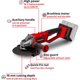 EINHELL Smerigliatrice angolare professionale a batteria AXXIO 36/230 Q, 36Volt (2x18V) rosso/Nero