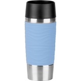 Emsa TRAVEL MUG Waves thermos e recipiente isotermico 0,36 L Blu celeste/in acciaio inox, 0,36 L, Blu, Polipropilene (PP), Silicone, Acciaio inossidabile, 8,3 cm, 200 mm