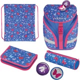Herlitz SoftLight Plus Butterfly set di zaini per la scuola Ragazza Poliestere Blu, Rosa, Sacchetti di scuola blu/Rosa, Pencil case, Pencil pouch, Zaino da scuola, Borsa sportiva, Ragazza, Scuola elementare, Zaino, 16 L, Tasca laterale