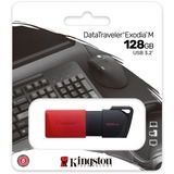 Kingston DataTraveler Exodia M unità flash USB 128 GB USB tipo A 3.2 Gen 1 (3.1 Gen 1) Nero, Rosso rosso/Nero, 128 GB, USB tipo A, 3.2 Gen 1 (3.1 Gen 1), Lamina di scorrimento, 10 g, Nero, Rosso