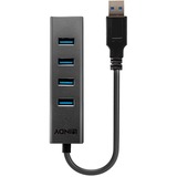 Lindy 43324 hub di interfaccia USB 3.2 Gen 1 (3.1 Gen 1) Type-A 5000 Mbit/s Nero, Hub USB USB 3.2 Gen 1 (3.1 Gen 1) Type-A, USB 3.2 Gen 1 (3.1 Gen 1) Type-A, 5000 Mbit/s, Nero, Alluminio, Plastica, 0,3 m