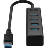 Lindy 43324 hub di interfaccia USB 3.2 Gen 1 (3.1 Gen 1) Type-A 5000 Mbit/s Nero, Hub USB USB 3.2 Gen 1 (3.1 Gen 1) Type-A, USB 3.2 Gen 1 (3.1 Gen 1) Type-A, 5000 Mbit/s, Nero, Alluminio, Plastica, 0,3 m