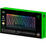 Razer BlackWidow V3 Mini HyperSpeed Giallo Switch, Tastiera da gioco Nero, 65%, USB + RF Wireless + Bluetooth, Interruttore a chiave meccanica, QWERTY, LED RGB, Nero