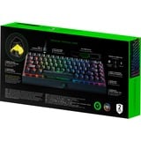Razer BlackWidow V3 Mini HyperSpeed Giallo Switch, Tastiera da gioco Nero, 65%, USB + RF Wireless + Bluetooth, Interruttore a chiave meccanica, QWERTY, LED RGB, Nero