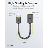 goobay Adattatore flessibile HDMI ad alta velocità Ultra, Cavo Nero/Oro