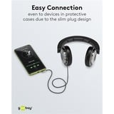 goobay Cavo di collegamento audio Plus AUX 3,5mm stereo, 90° Nero/Argento