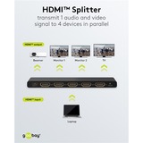 goobay Splitter HDMI 1 a 4 (4K @ 60Hz) Nero