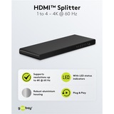 goobay Splitter HDMI 1 a 4 (4K @ 60Hz) Nero
