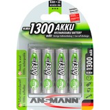 Ansmann AA Batteria ricaricabile Stilo AA Nichel-Metallo Idruro (NiMH) Batteria ricaricabile, Stilo AA, Nichel-Metallo Idruro (NiMH), 1,2 V, 4 pz, 1300 mAh