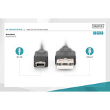 Digitus Cavo di collegamento USB 2.0 USB-A (spina) > Mini-USB (spina) Nero