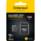 Intenso microSD 256GB UHS-I Perf CL10| Performance Classe 10 Nero, 256 GB, MicroSD, Classe 10, UHS-I, 90 MB/s, Class 1 (U1)