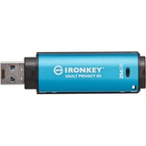 Kingston IronKey Vault Privacy 50 unità flash USB 256 GB USB tipo A 3.2 Gen 1 (3.1 Gen 1) Blu celeste/Nero, 256 GB, USB tipo A, 3.2 Gen 1 (3.1 Gen 1), 230 MB/s, Cuffia, Blu