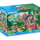 PLAYMOBIL Dinos Triceratops con cucciolo, Giochi di costruzione 