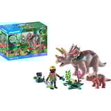 PLAYMOBIL Dinos Triceratops con cucciolo, Giochi di costruzione 